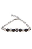 Barabas Wholesale Unisex Obsidian Beads and Chains Bangles Bracelets 4BB05 Silver Black