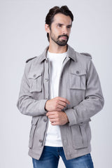 Barabas Wholesale Men's Velvet 4-Pocket Winter Bomber Jacket 4BH86 Silver