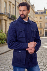 Barabas Men's Velvet 4-Pocket Winter Bomber Jacket 4BH86 Blue