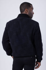 Barabas Wholesale Men's Weave Pattern Velvet Winter Bomber Jacket 4BH87 Black 