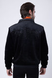 Barabas Wholesale Men's Crocodile Pattern Velvet Bomber Winter Jacket 4BH88 Black