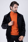 Barabas Wholesale Men's Crocodile Pattern Velvet Bomber Winter Jacket 4BH88 Black