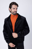 Barabas Wholesale Men's Crocodile Pattern Velvet Bomber Winter Jacket 4BH88 Black