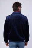 Barabas Wholesale Men's Crocodile Pattern Velvet Bomber Winter Jacket 4BH88 Navy