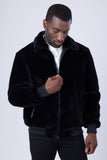 Barabas Wholesale Men's Fur Solid Color Warm Winter Bomber Jacket 4BH89 Black