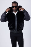 Barabas Wholesale Men's Hooded Fur Fabric Winter Bomber Jacket 4BH90 Black