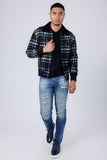 Barabas Wholesale Men's Plaid Wool Winter Bomber Jacket 4BH91 Black