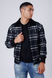 Barabas Wholesale Men's Plaid Wool Winter Bomber Jacket 4BH91 Grey