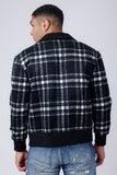 Barabas Wholesale Men's Plaid Wool Winter Bomber Jacket 4BH91 Black White