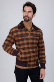 Barabas Wholesale Men's Plaid Wool Winter Bomber Jacket 4BH91 Coffee