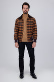 Barabas Wholesale Men's Plaid Wool Winter Bomber Jacket 4BH91 Coffee