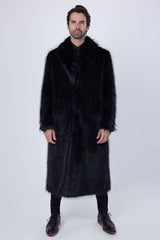 Barabas Wholesale Men's Fur Shawl Lapel Luxury Long Coat 4BHL03 Black
