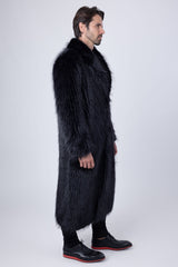 Barabas Wholesale Men's Fur Shawl Lapel Luxury Long Coat 4BHL03 Black