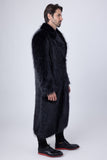 Barabas Wholesale Men's Fur Shawl Lapel Luxury Long Coat 4BHL03 Black