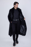 Barabas Wholesale Men's Fur Shawl Lapel Luxury Long Coat 4BHL03 Black