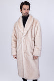 Barabas Wholesale Men's Fur Shawl Lapel Luxury Long Coat 4BHL04 Cream