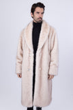 Barabas Wholesale Men's Fur Shawl Lapel Luxury Long Coat 4BHL04 Cream