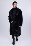 Barabas Wholesale Men's Fur Shawl Lapel Luxury Long Coat 4BHL04 Black