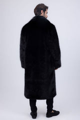 Barabas Wholesale Men's Fur Shawl Lapel Luxury Long Coat 4BHL04 Black