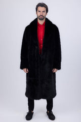 Barabas Wholesale Men's Fur Shawl Lapel Luxury Long Coat 4BHL04 Black