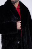 Barabas Wholesale Men's Fur Shawl Lapel Luxury Long Coat 4BHL04 Black