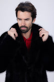 Barabas Wholesale Men's Fur Shawl Lapel Luxury Long Coat 4BHL04 Black