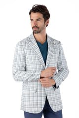 Barabas Men's Wholesale Weave Pattern Premium Peak Lapel Blazer 4BL24 Blue