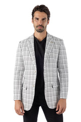 Barabas Men's Wholesale Weave Pattern Premium Peak Lapel Blazer 4BL24 White