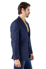 Barabas Wholesale Men's Wool Fabric Matte Solid Peak Lapel Blazer 4BL31 Navy