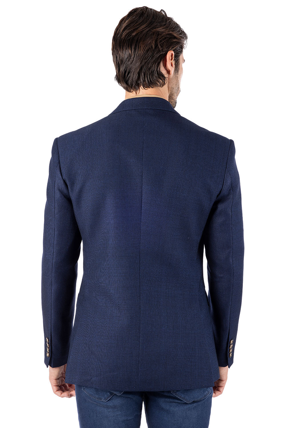 Barabas Wholesale Men's Wool Fabric Matte Solid Peak Lapel Blazer 4BL31 Dark Blue