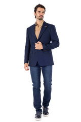 Barabas Wholesale Men's Wool Fabric Matte Solid Peak Lapel Blazer 4BL31 Navy Blue