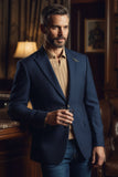 Barabas Wholesale Men's Wool Fabric Matte Solid Peak Lapel Blazer 4BL31 Navy