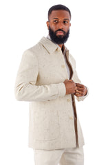 Barabas Men's Wool Texture Polo Collar Blazer 4BL33 Cream