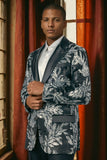Barabas Wholesale Men's Floral Baroque Sequins Luxury Prom Blazer 4BL39 Black Silver