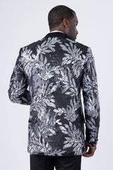 Barabas Wholesale Men's Floral Baroque Sequins Luxury Prom Blazer 4BL39 Black Silver