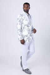 Barabas Wholesale Men's Floral Baroque Sequins Luxury Prom Blazer 4BL39 White Silver