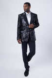 Barabas Wholesale Men's Floral Baroque Sequins Luxury Prom Blazer 4BL39 Black