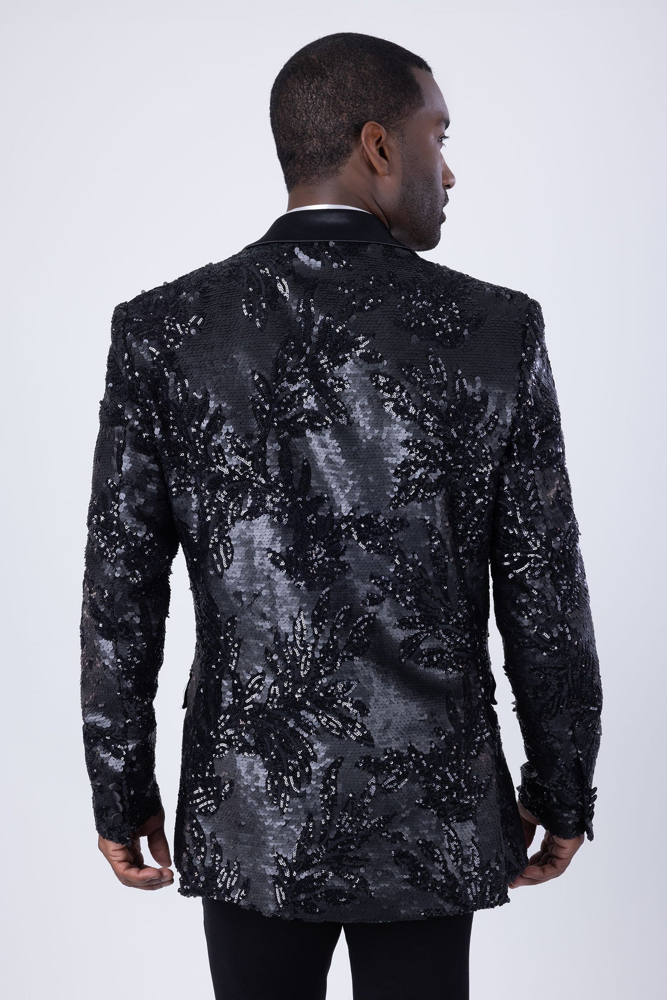 Barabas Wholesale Men's Floral Baroque Sequins Luxury Prom Blazer 4BL39 Black