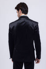 Barabas Wholesale Men's Velvet Solid Color Shine Luxury Blazer 4BL40 Black