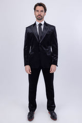 Barabas Wholesale Men's Velvet Solid Color Shine Luxury Blazer 4BL40 Black