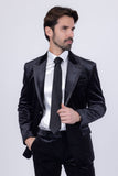 Barabas Wholesale Men's Velvet Solid Color Shine Luxury Blazer 4BL40 Black