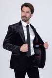 Barabas Wholesale Men's Velvet Solid Color Shine Luxury Blazer 4BL40 Black