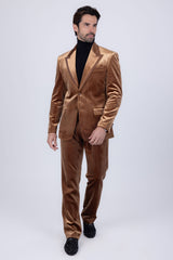 Barabas Wholesale Men's Velvet Solid Color Shine Luxury Blazer 4BL40 Cofee