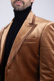 Barabas Wholesale Men's Velvet Solid Color Shine Luxury Blazer 4BL40 Coffee