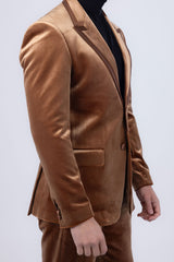 Barabas Wholesale Men's Velvet Solid Color Shine Luxury Blazer 4BL40 Coffee