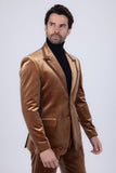 Barabas Wholesale Men's Velvet Solid Color Shine Luxury Blazer 4BL40 Coffee