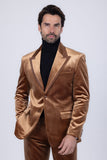 Barabas Wholesale Men's Velvet Solid Color Shine Luxury Blazer 4BL40 Coffee