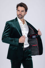 Barabas Wholesale Men's Velvet Solid Color Shine Luxury Blazer 4BL40 Green