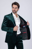 Barabas Wholesale Men's Velvet Solid Color Shine Luxury Blazer 4BL40 Green