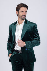 Barabas Wholesale Men's Velvet Solid Color Shine Luxury Blazer 4BL40 Green